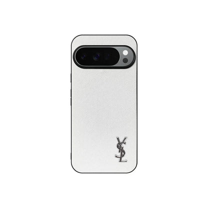 YSL Luxury Leather Case in Classic White For Google Pixel