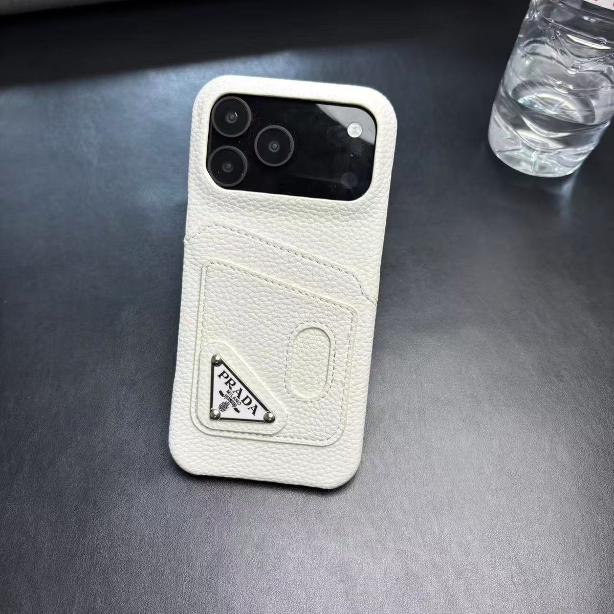 Prada Stylish Case with Card Holder For iPhone 13-18 Pro & Pro Max