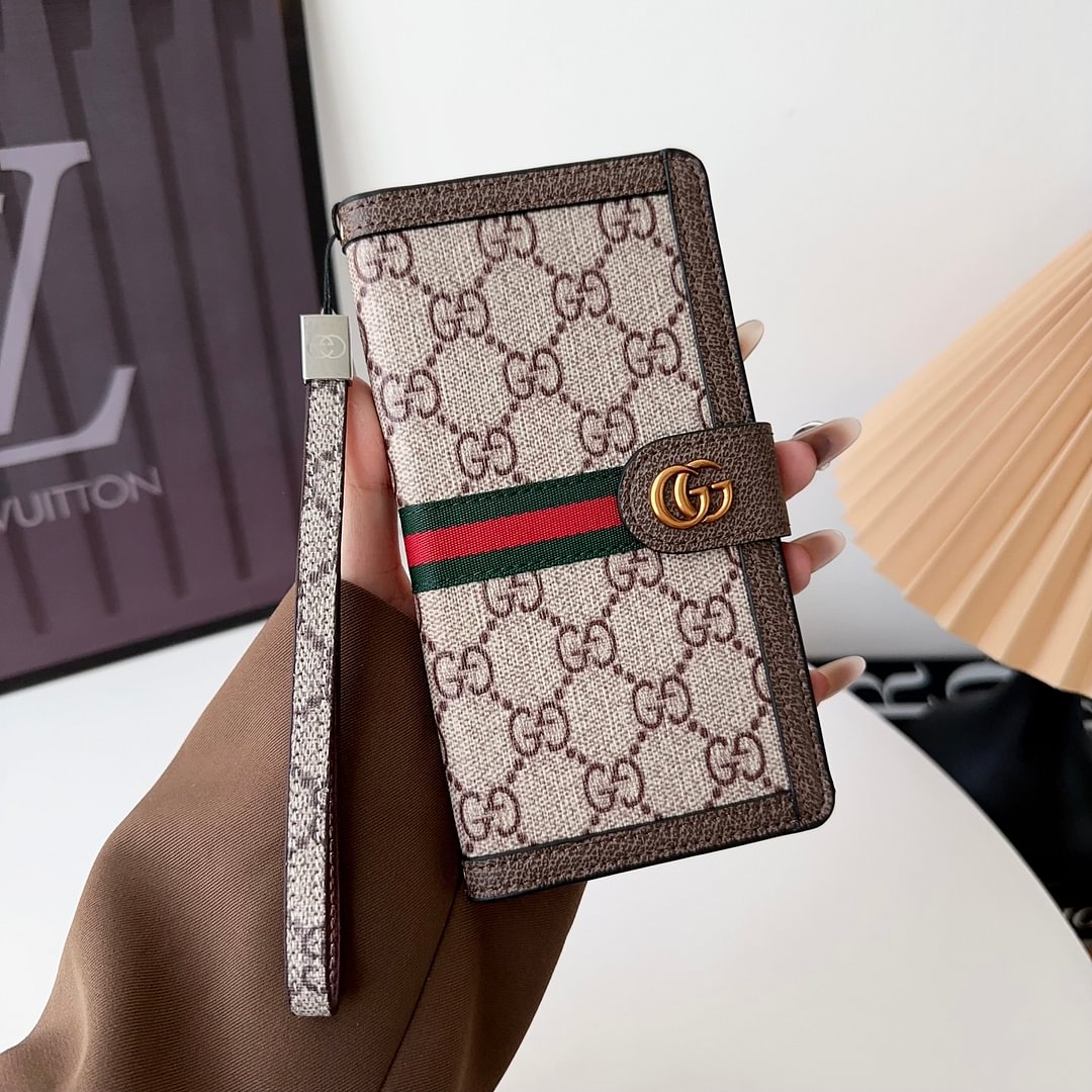Premium Genuine Leather Canvas Wallet Card Holder iPhone 16 / 15 / 14 Case
