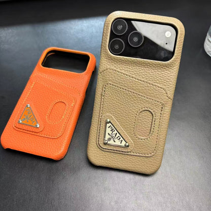 Prada Stylish Case with Card Holder For iPhone 13-18 Pro & Pro Max