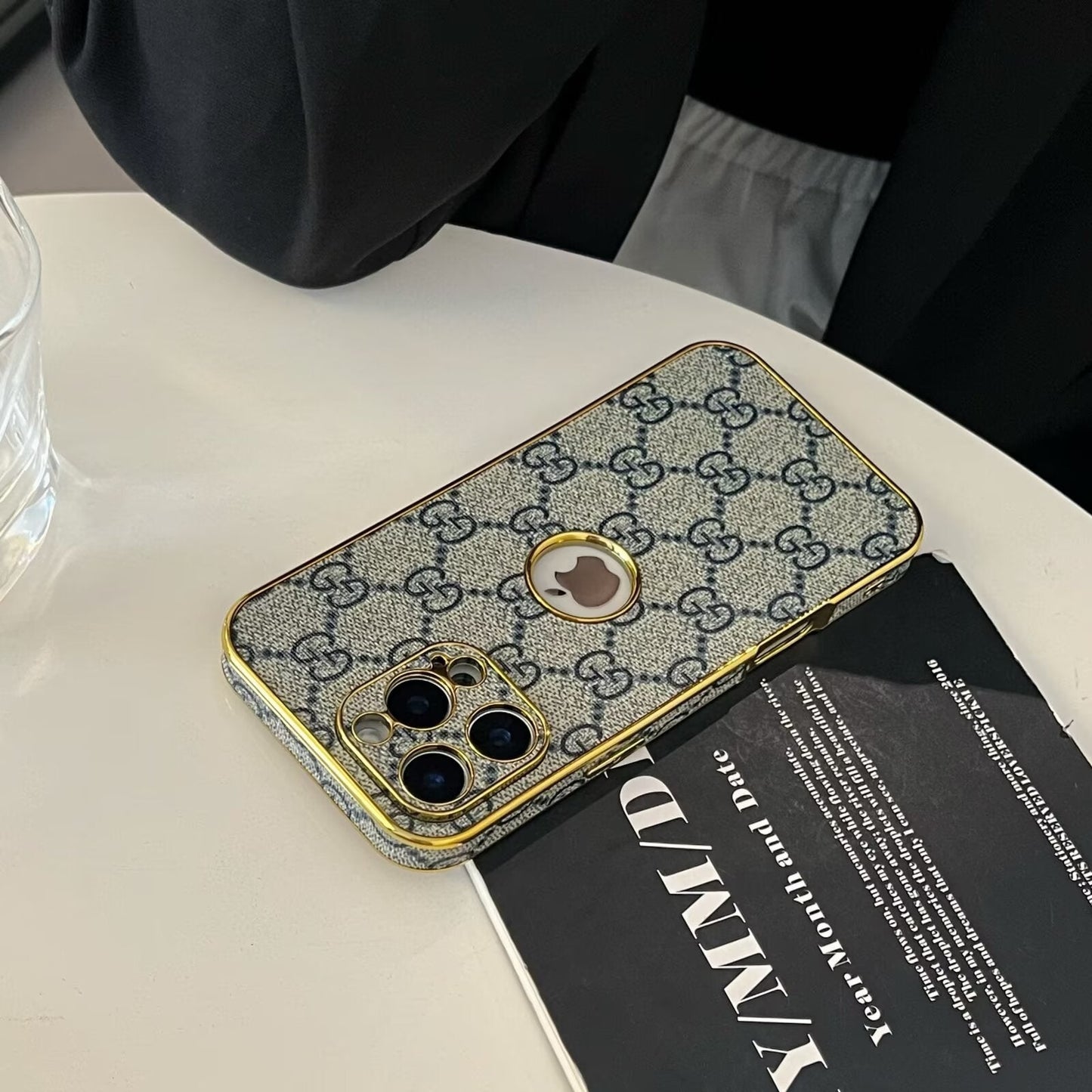 High Quality Electroplated Frame Ophidia GG Leather Apple iPhone Case