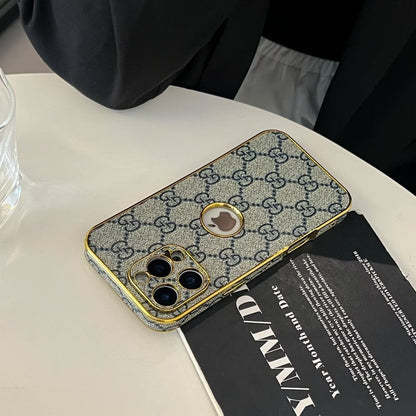 High Quality Electroplated Frame Ophidia GG Leather Apple iPhone Case