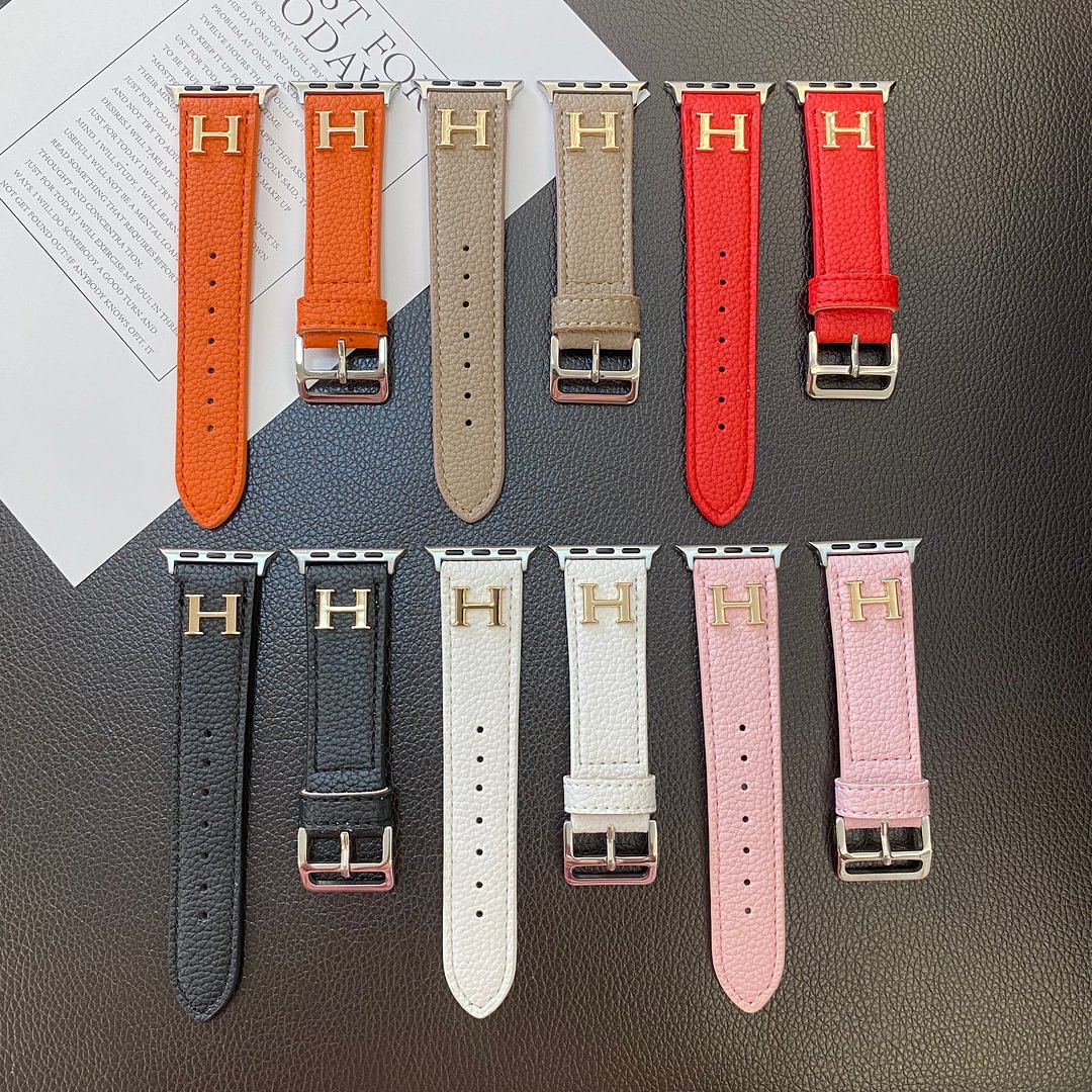 Genuine Lychee Pattern Leather Apple Watch Strap