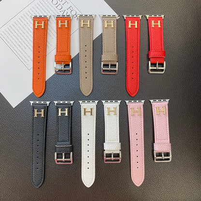 Genuine Lychee Pattern Leather Apple Watch Strap