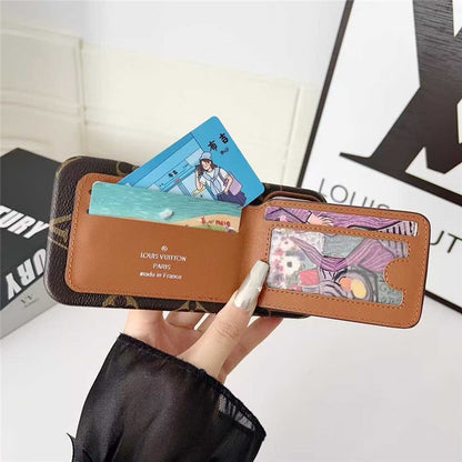 Lv Leather Card Holder Phone Case For iPhone 13-18 Pro & Pro Max