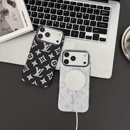 Luxury Monogram Pattern iPhone Case | Textured Canvas Designer Style Cover