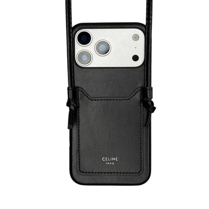 CLASSIC CELINE IPHONE CASE WITH CARD HOLDER BLACK