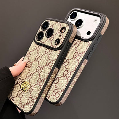 Monogram GG Leather Case with Interchangeable Lens Frame for iPhone 12-18