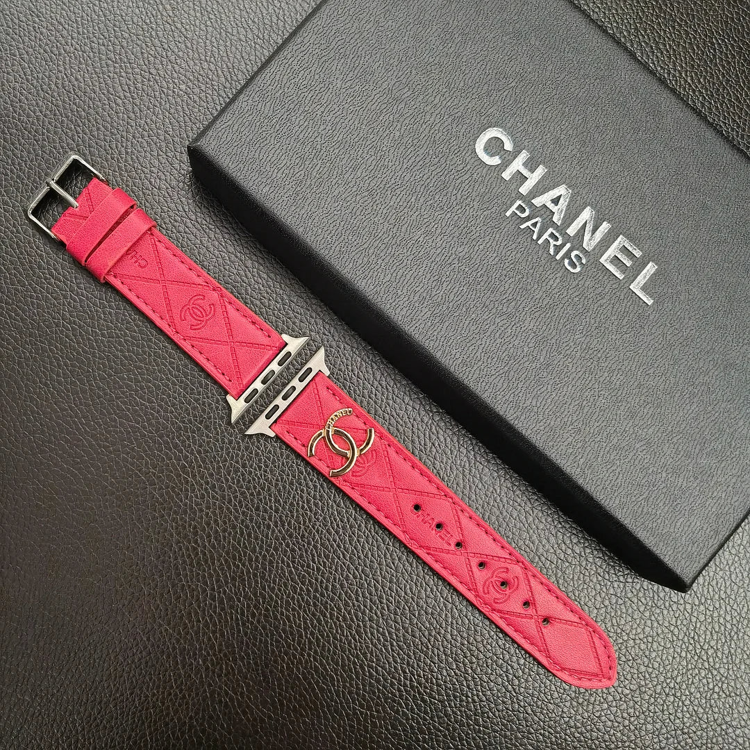 Gold Monogram 3D Embossed Leather Apple Watch Strap