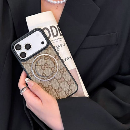 Designer Monogram MagSafe Case with Lens Rings For iPhone 13-18 Pro & Pro Max