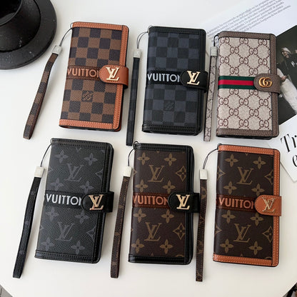 Premium Genuine Leather Canvas Wallet Card Holder iPhone 16 / 15 / 14 Case