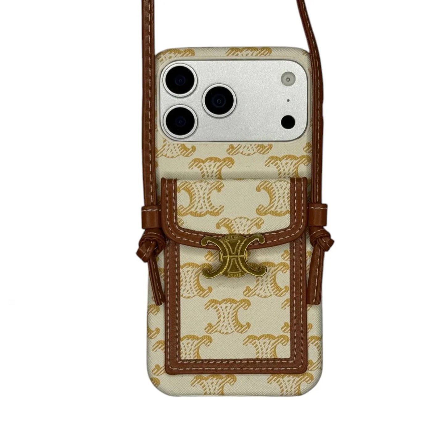 CLASSIC CELINE IPHONE CASE CROSSBODY WHITE PRINT