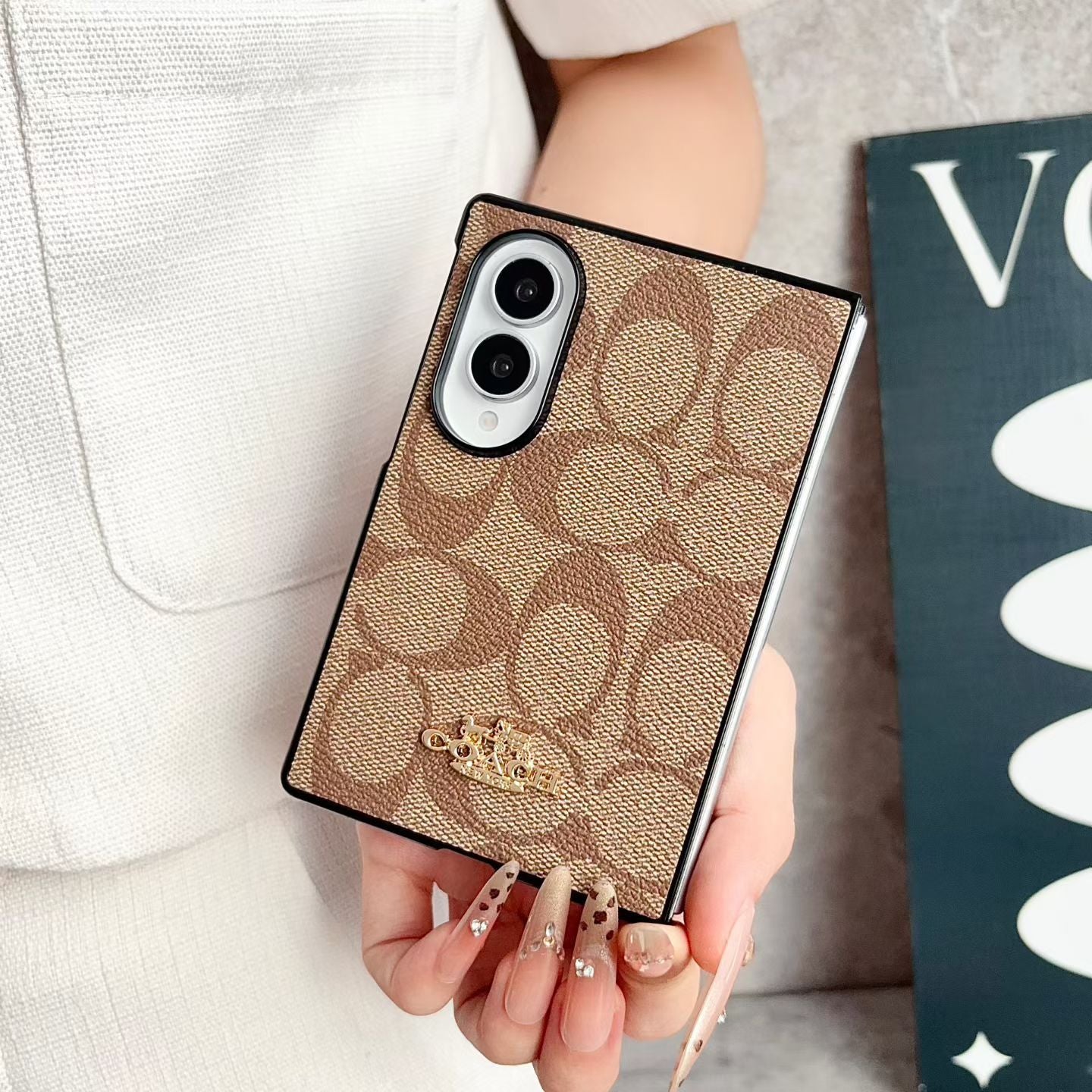 Luxury Coach Monogram Canvas Case for Samsung Galaxy Z Fold 3-8 Ultra
