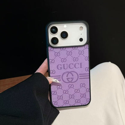 Gucci-Inspired GG Monogram Phone Case – Premium Leather Texture Slim Fit Bumper Case