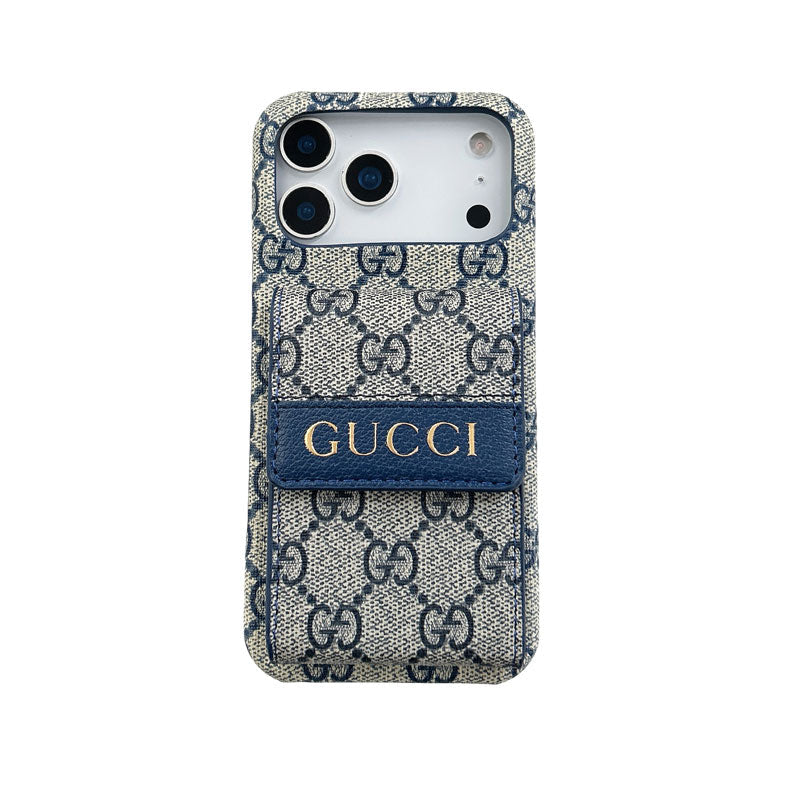 Stylish GG iPhone Case with Card Holder for iPhone 12-17