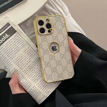 High Quality Electroplated Frame Ophidia GG Leather Apple iPhone Case