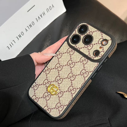 Luxury GG iPhone Case with Interchangeable Camera Lens Frames