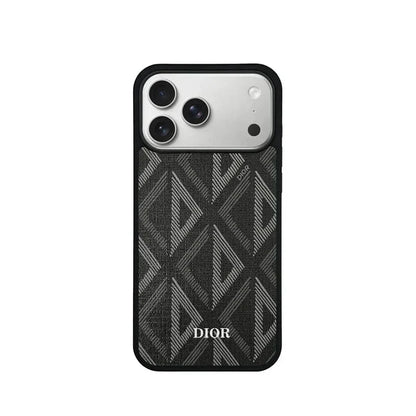 Luxury Woven Monogram & Geometric Slim Case for iPhone 12-17 Series