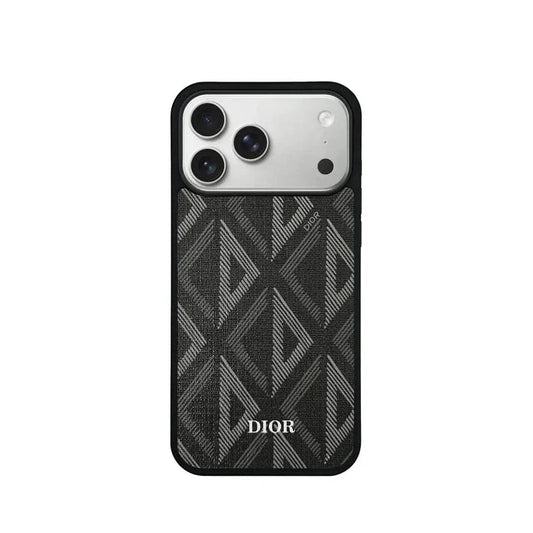 Luxury Woven Monogram & Geometric Slim Case for iPhone 12-17 Series