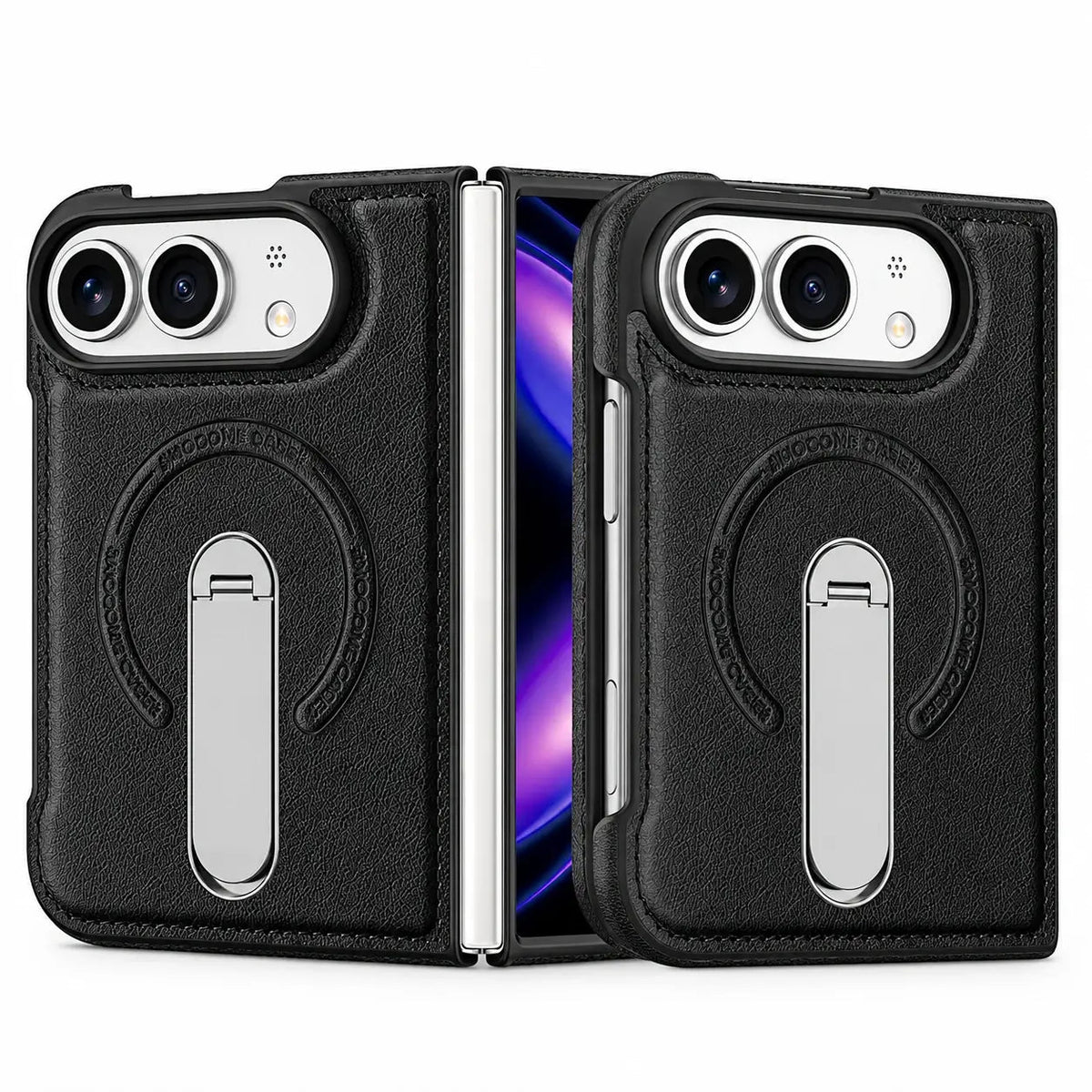 Leather Magnetic Ring Stand Case for iPhone Duo