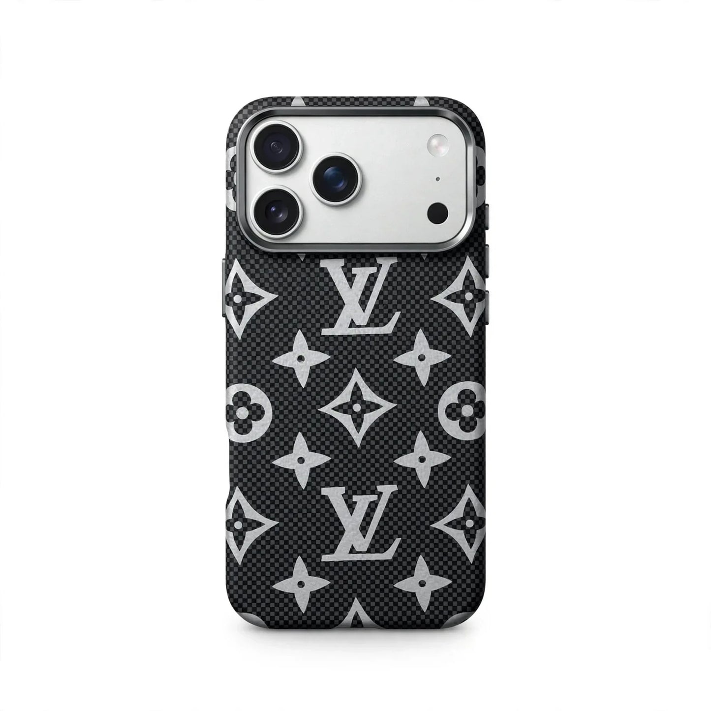 Luxury Monogram Pattern iPhone Case | Textured Canvas Designer Style Cover
