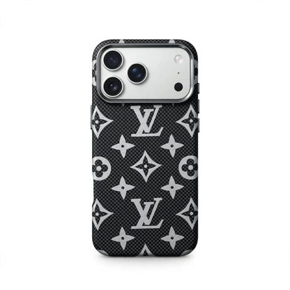 Luxury Monogram Pattern iPhone Case | Textured Canvas Designer Style Cover