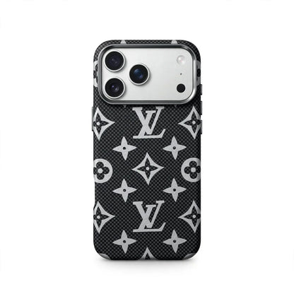 Luxury Monogram Pattern iPhone Case | Textured Canvas Designer Style Cover