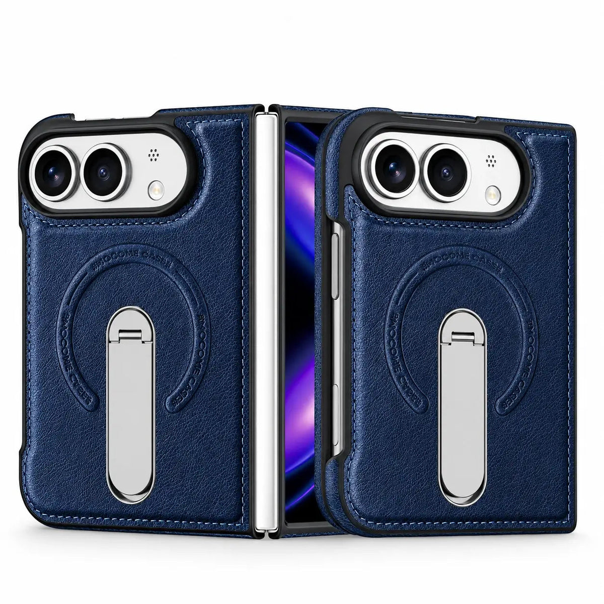 Leather Magnetic Ring Stand Case for iPhone Duo