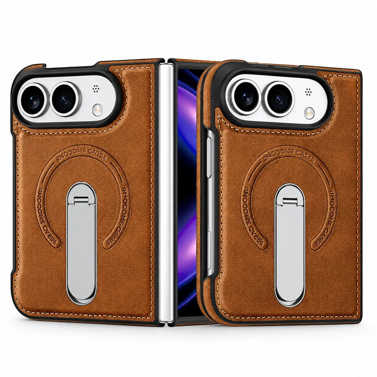 Leather Magnetic Ring Stand Case for iPhone Duo
