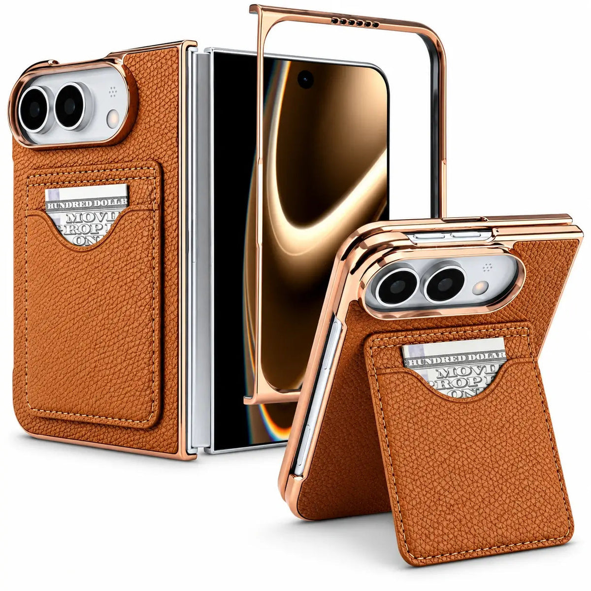 Leather Wallet Stand Case for iPhone Duo