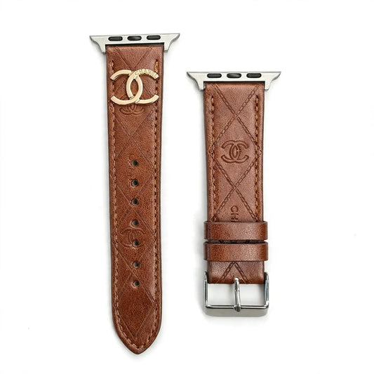 Luxury Gold Monogram 3D Embossed Leather Apple Watch Strap