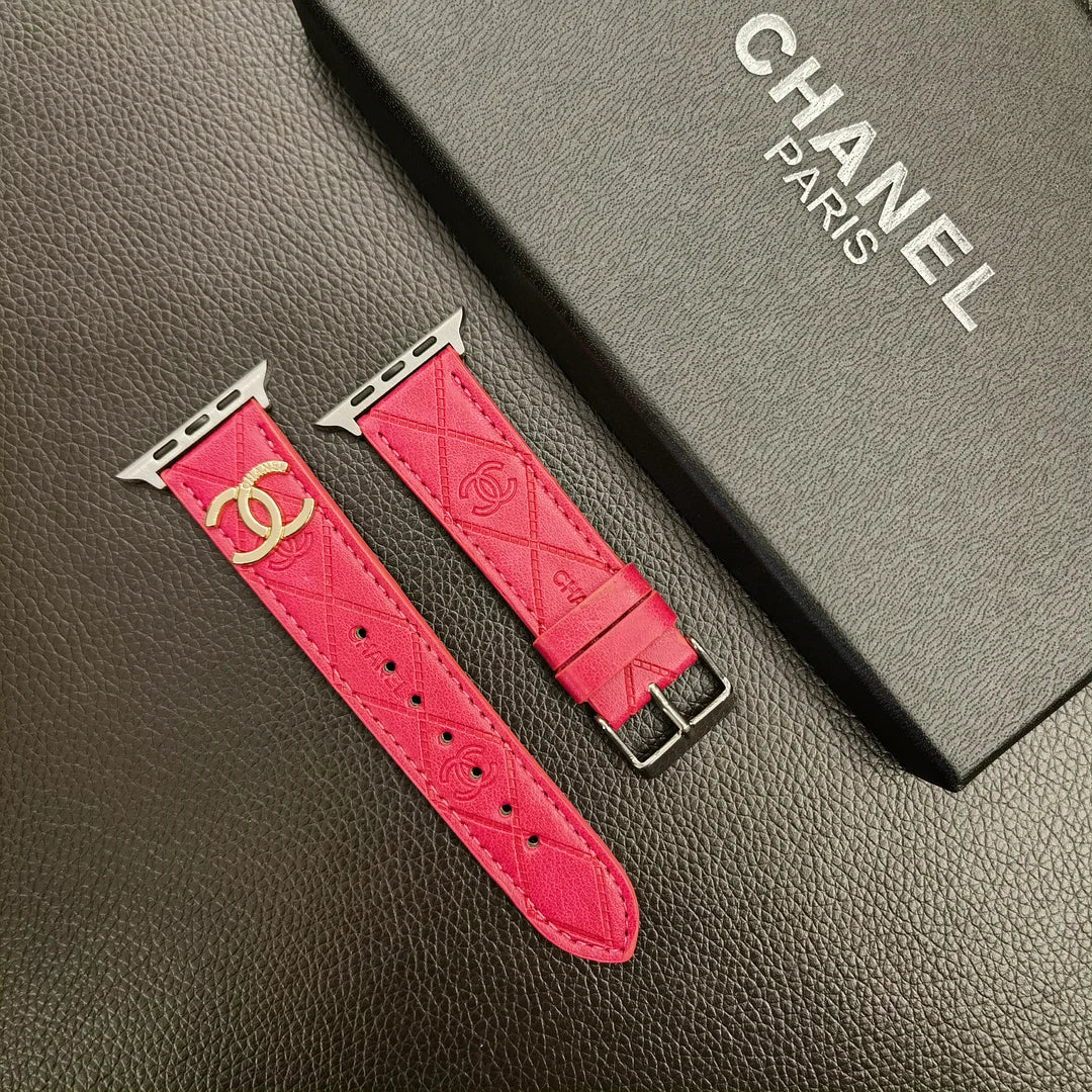 Gold Monogram 3D Embossed Leather Apple Watch Strap