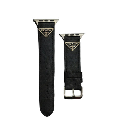 Double Triangle Monogram Label Leather Apple Watch Band