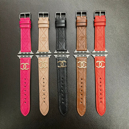 Gold Monogram 3D Embossed Leather Apple Watch Strap