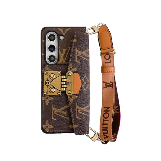 LV Trunk Style Wallet Case with Strap for Samsung Z Fold 3-7