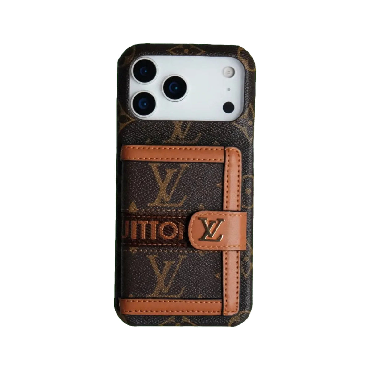 Luxury Embroidered Case with Card Holder & Strap for iPhone 13–18 Pro Max