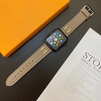 Genuine Lychee Pattern Leather Apple Watch Strap