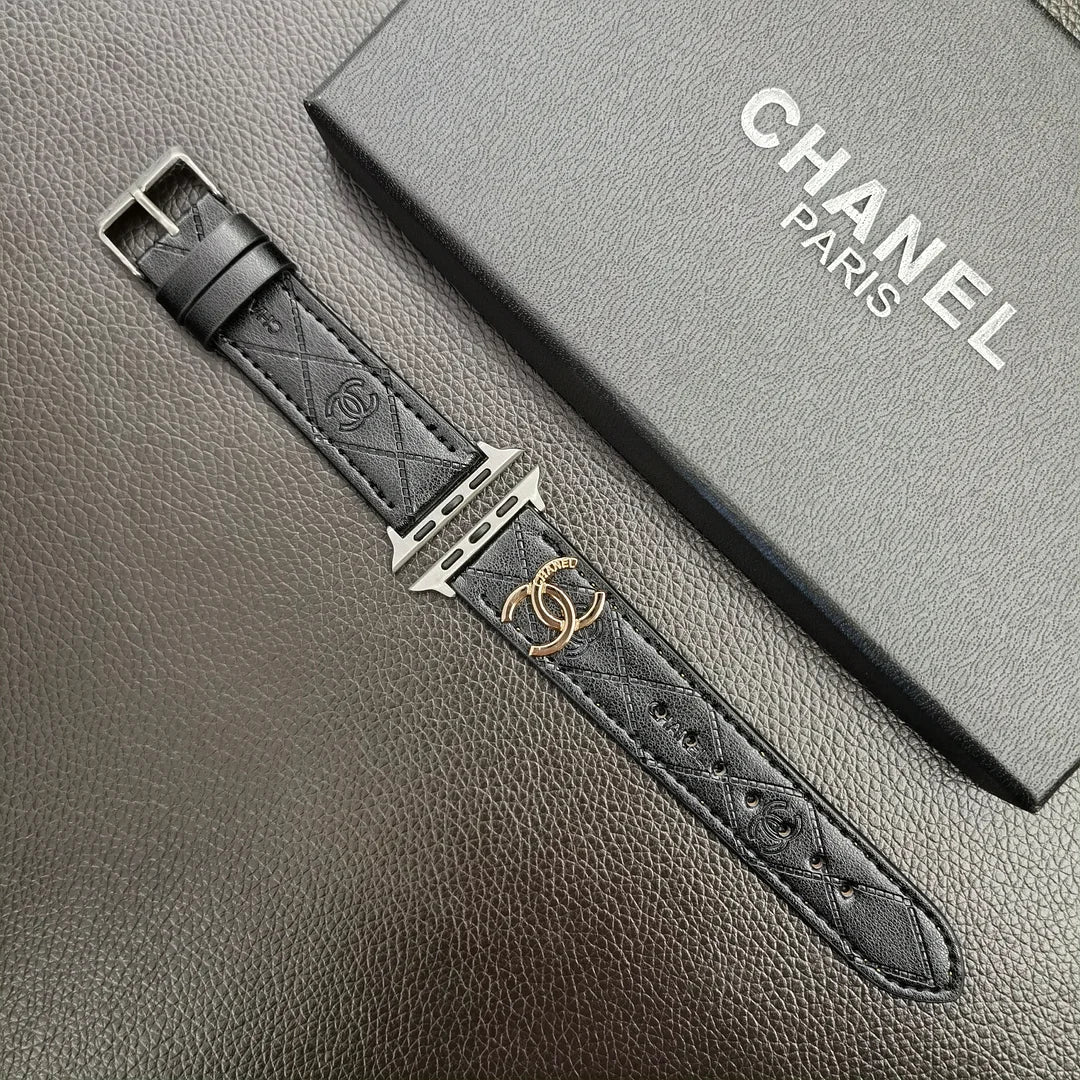 Gold Monogram 3D Embossed Leather Apple Watch Strap