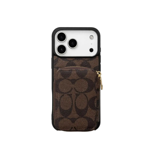 Luxury Leather Case Coach Card Holder For iPhone 17 / 16 / 15 / 14