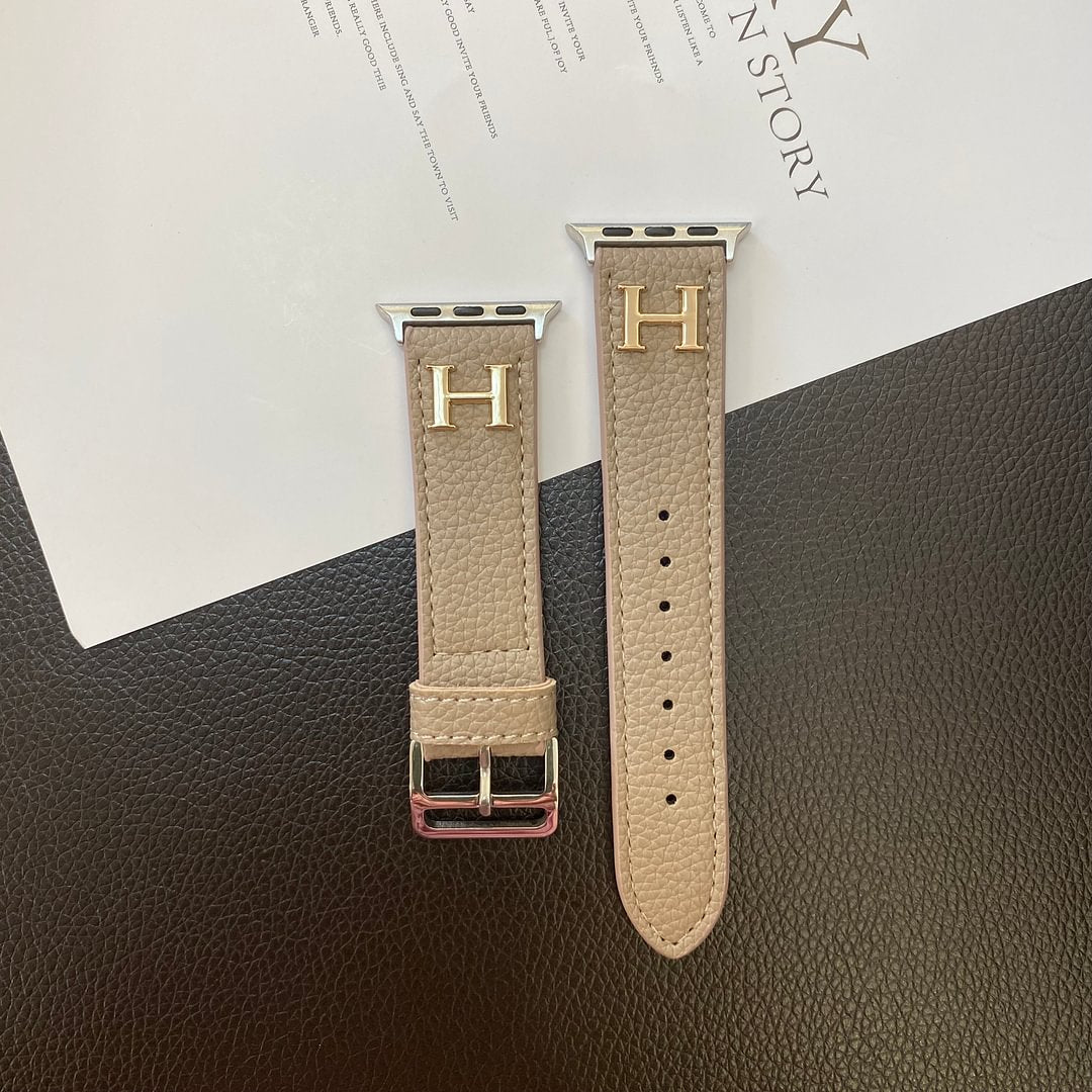 Genuine Lychee Pattern Leather Apple Watch Strap