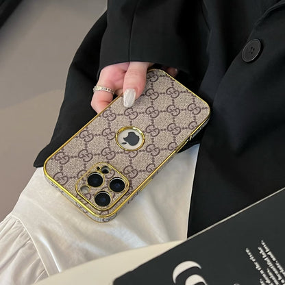 High Quality Electroplated Frame Ophidia GG Leather Apple iPhone Case
