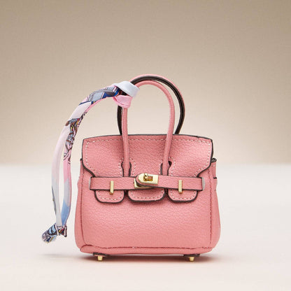 Mini Birkin Faux Leather Bag For Airpods Charm with Scarf Detail Roxy New