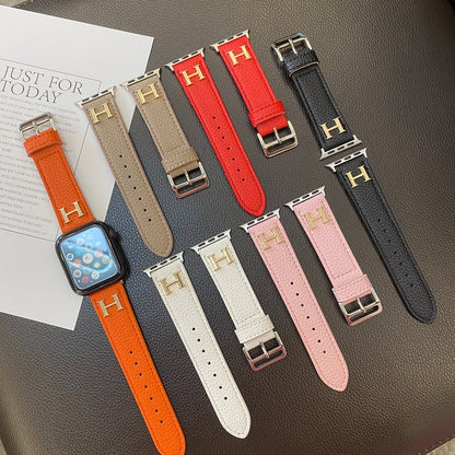 Genuine Lychee Pattern Leather Apple Watch Strap