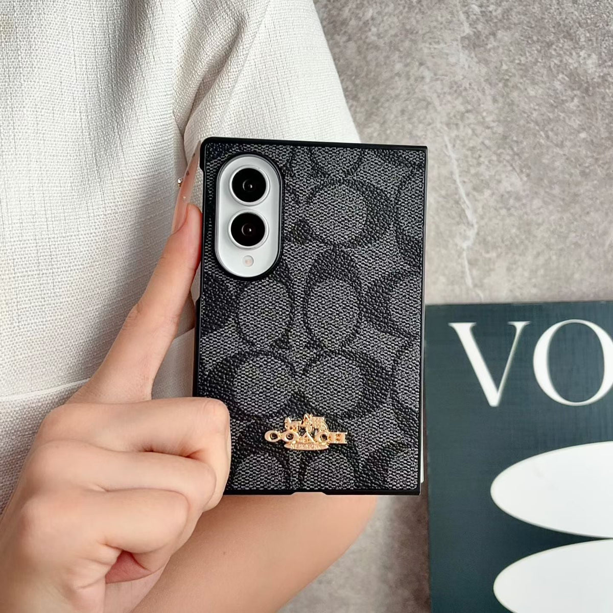 Luxury Coach Monogram Canvas Case for Samsung Galaxy Z Fold 3-8 Ultra
