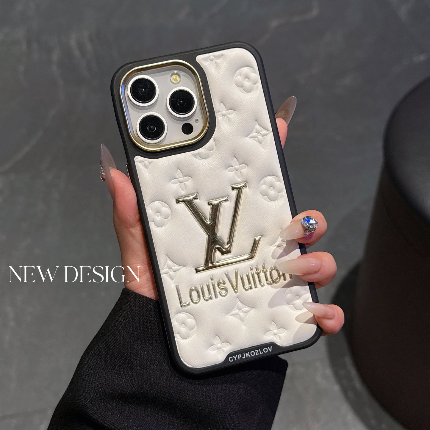 Finest Electroplated Classic Monogram Embossed Leather iPhone Case