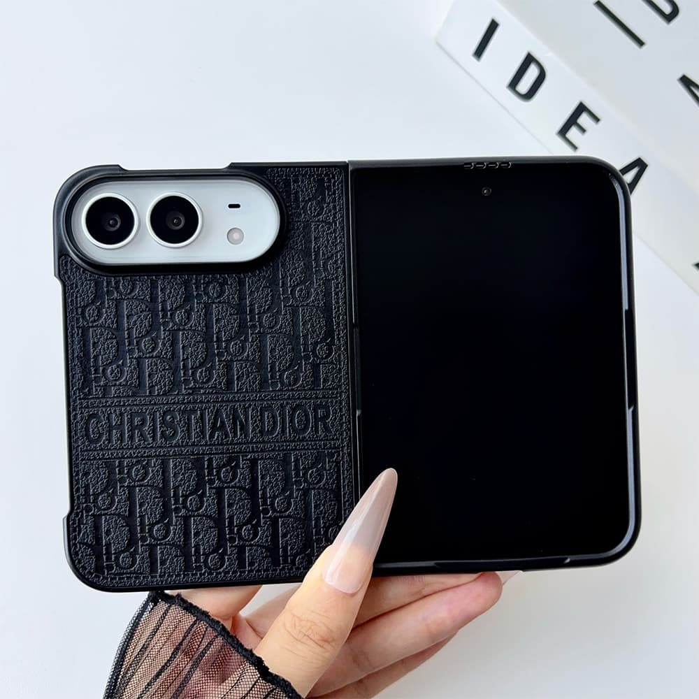 Luxury Dior Oblique Embossed iPhone Duo Case - Foldable Cover