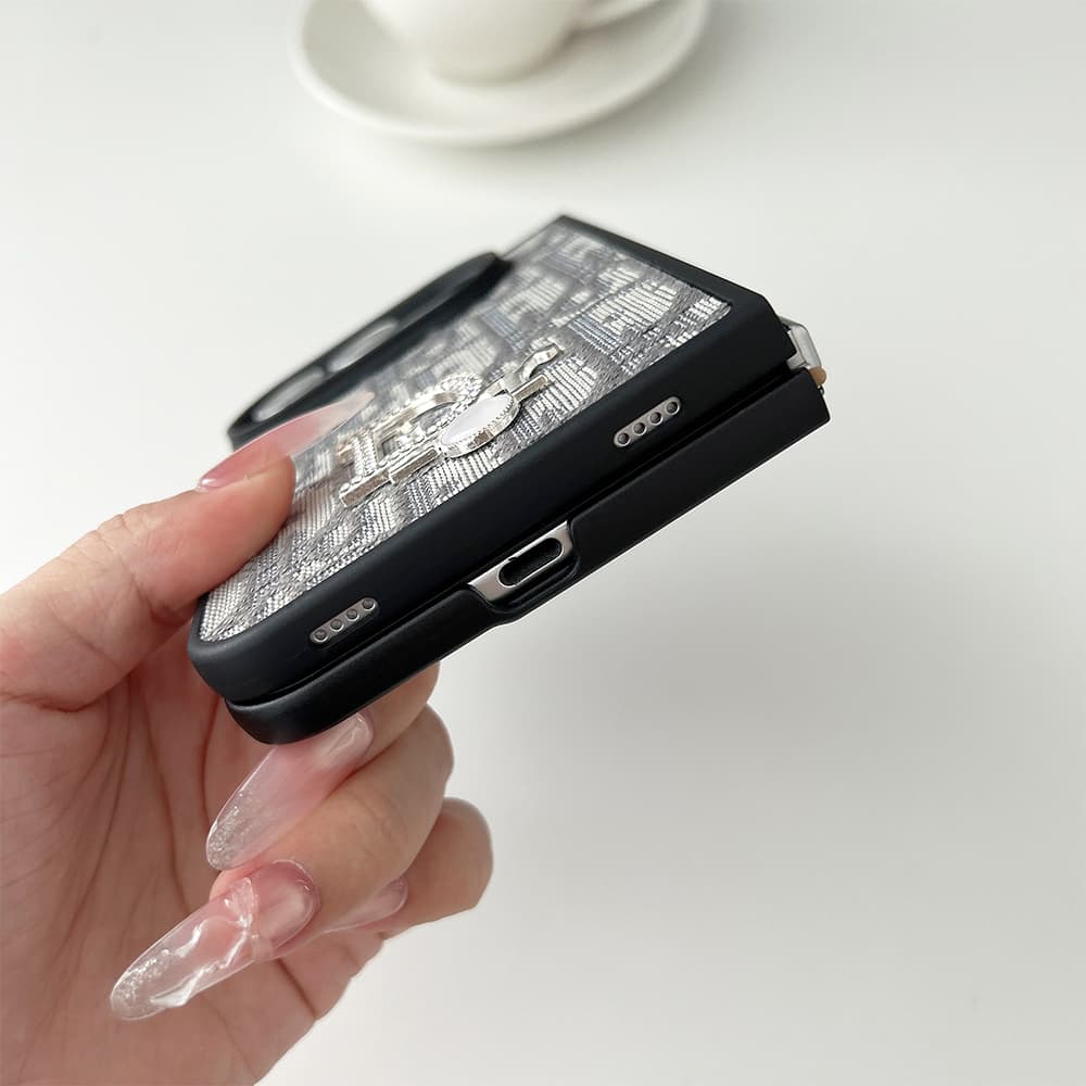 Luxury Dior Oblique Crystal Pearl iPhone Duo Case - Foldable Cover