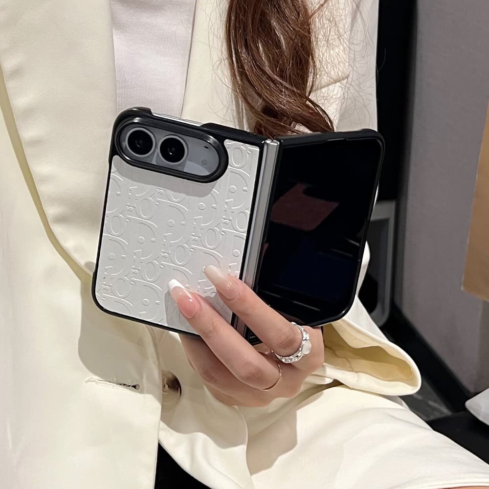 Luxury Dior Oblique Embossed Leather Foldable iPhone Duo Case