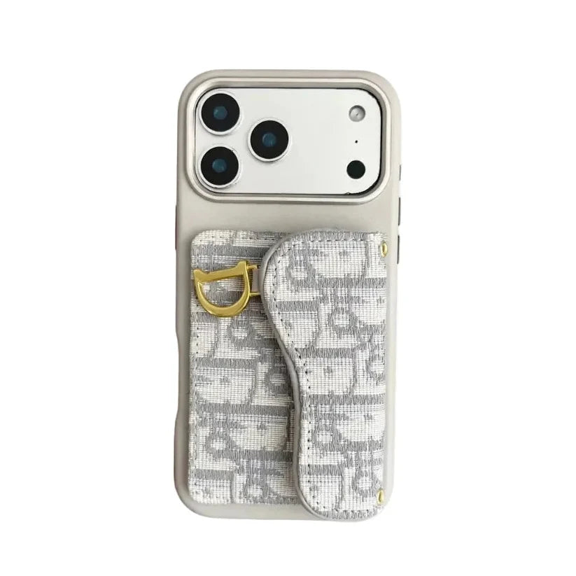 Dior Leather Phone Case With Card Holder For iPhone 18 / 17/ 16 / 15/ 14 / 13
