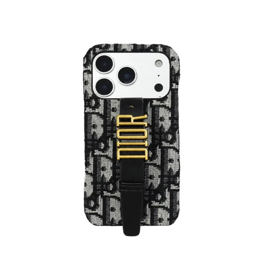 Luxury Case with Adjustable Gold-Tone Hand Strap For iPhone 12-17 Series